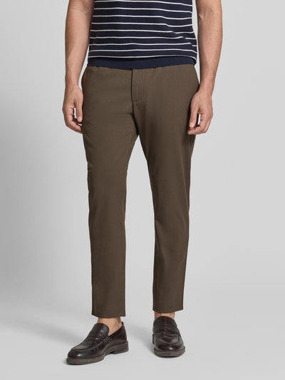 MCNEAL Stoffen broek met elastische band en tunnelkoord Middenbruin - 4