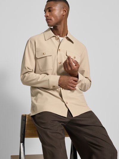 Matinique Regular fit overhemdjack met kentkraag, model 'Damo' Beige - 3