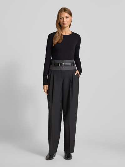 Weekend Max Mara Regular Fit Langarmshirt aus Viskose-Mix Modell 'MULTI' Black 1