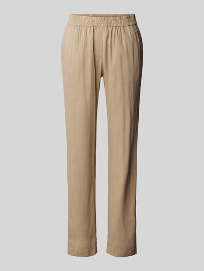 Marc Cain Tapered fit linnen broek met elastische band Zand - 2