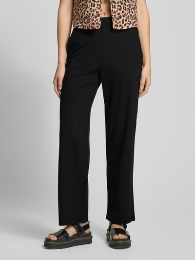 Only Straight leg pantalon met brede tailleband, model 'POPTRASH' Zwart - 4