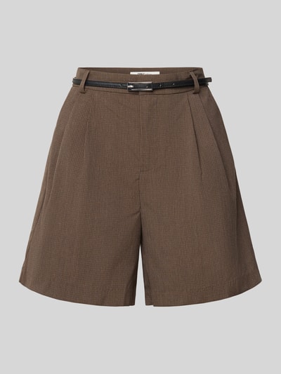 Only Regular fit bermuda met smalle riem, model 'GARIA' Chocoladebruin - 2