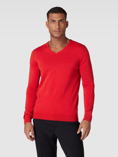 s.Oliver RED LABEL Strickpullover mit V-Ausschnitt Modell 'SEASONAL' Rot 4