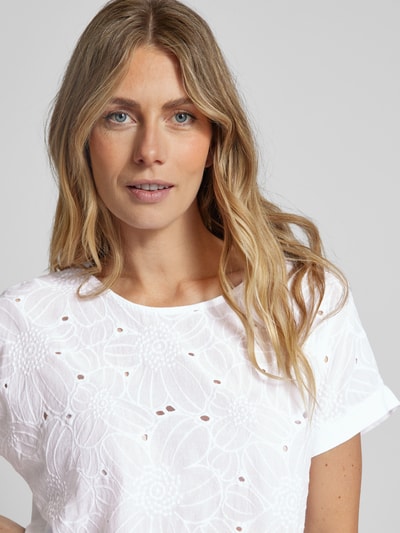 ZABAIONE T-shirt met broderie anglaise, model 'La44rissa' Wit - 3