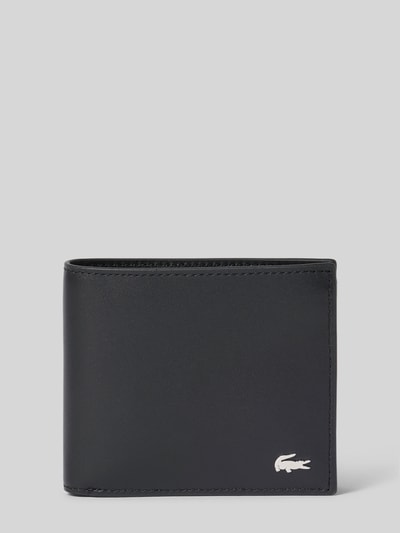 Produktfoto, Portemonnaie aus echtem Rindsleder Modell 'BILLFORD COIN' von Lacoste, unifarben schwarz mit Logo-Applikation, glatte Textur
