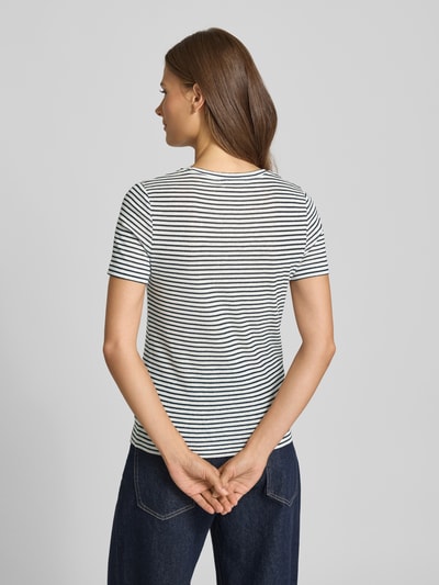 Rich & Royal T-shirt met geribde ronde hals Marineblauw - 5