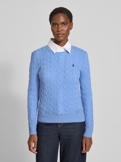 Polo Ralph Lauren Sweter z dzianiny z mieszanki wełny i kaszmiru model ‘JULIANNA’ Błękitny 4