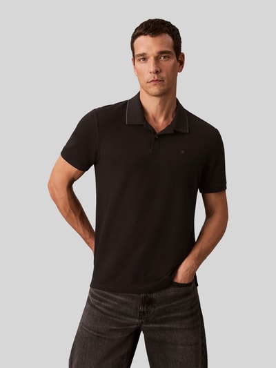 CK Calvin Klein Poloshirt mit Logo Stitching aus reiner Baumwolle Black 4