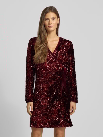 YAS Cocktailjurk met pailletten, model 'ELLE' Bordeaux - 4