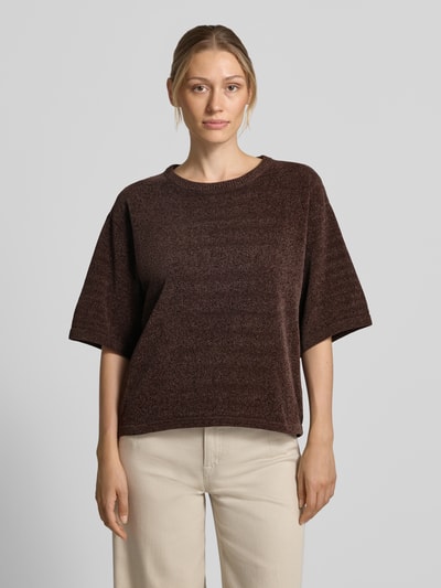 FREE/QUENT Relaxed Fit T-Shirt in Strick-Optik Modell 'Tempo' Dunkelbraun 4