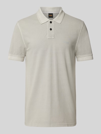 BOSS Orange Slim fit poloshirt met labeldetail, model 'Prime' Middengrijs - 2