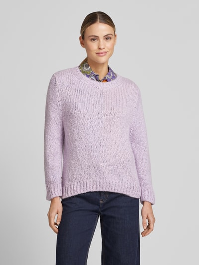 Oui Gebreide pullover met ronde hals Lila - 4