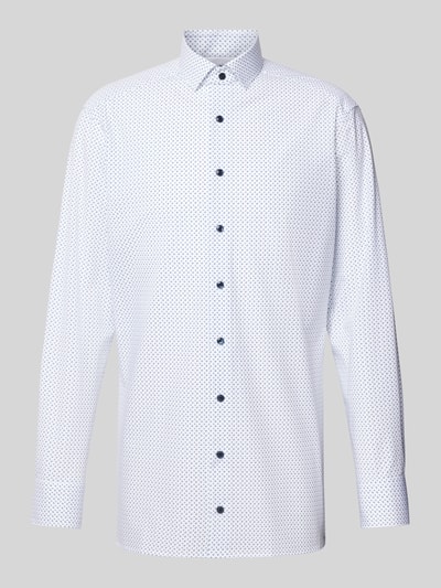 OLYMP Modern fit zakelijk overhemd met all-over motief Bleu - 2