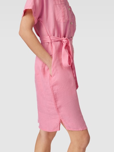 Christian Berg Woman Hemdblusenkleid aus Leinen mit Bindegürtel Pink 3