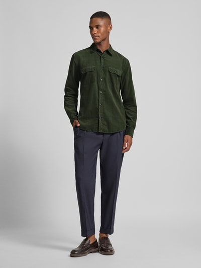 OLYMP Level Five Regular fit ribcordoverhemd met kentkraag Donkergroen - 1