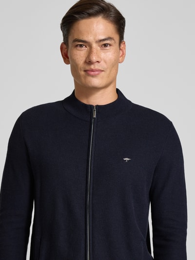 Fynch-Hatton Gebreid jack met logostitching Marineblauw - 3