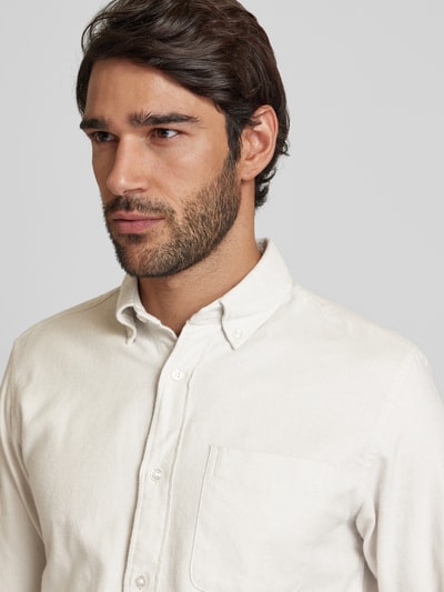 Jack & Jones Premium Slim Fit Freizeithemd Button-Down-Kragen Modell 'BLUNORRIS' Offwhite 3