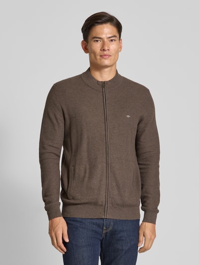 Fynch-Hatton Strickjacke mit Logo-Stitching Mittelbraun 4