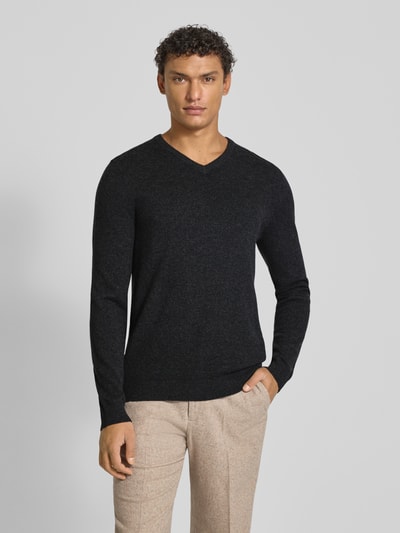 Christian Berg Men Kaschmirpullover mit V-Ausschnitt Anthrazit Melange 4