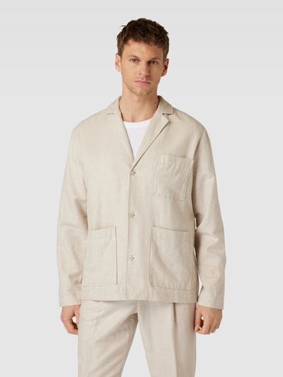 JAKE*S STUDIO MEN Relaxed fit vrijetijdsoverhemd met borstzak Beige - 4