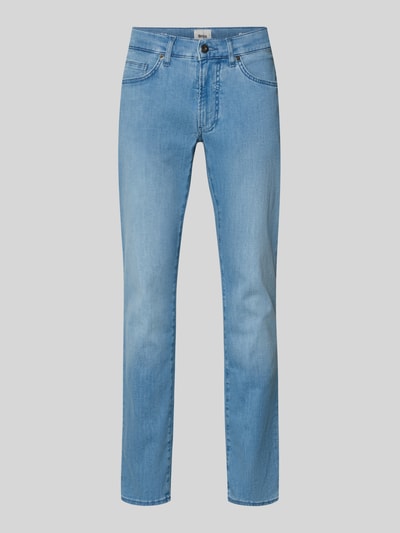 Produktfoto, Slim Fit Jeans mit Eingrifftaschen Modell 'Chuck' von BRAX in Hellblau, Baumwoll-Elasthan-Mix, Herren, dezente Waschung, Vorderansicht
