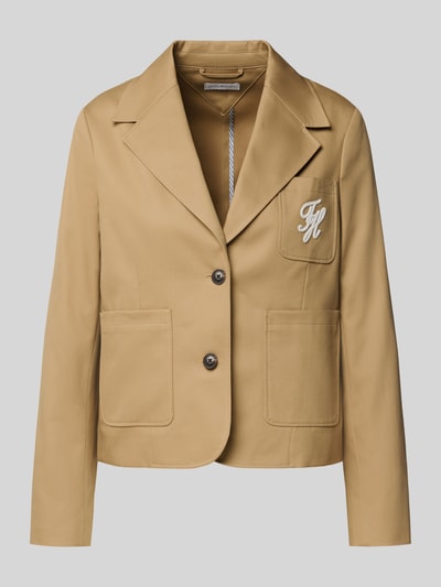 Produktfoto, Regular Fit Kurzblazer aus reiner Baumwolle von Tommy Hilfiger, sandfarben, zwei Knöpfe, glatte Textur, Damen Kurzblazer