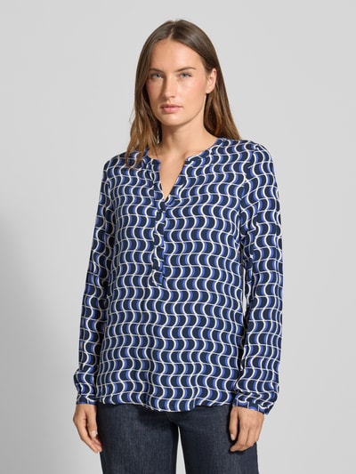 Christian Berg Woman Bluzka o kroju regular fit z wiskozy z dekoltem w serek Ciemnoniebieski 4