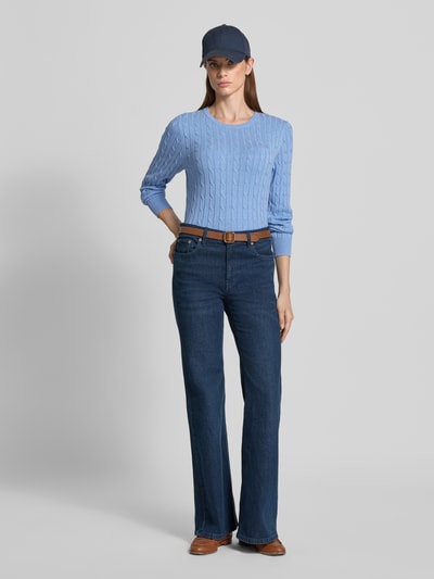Gant Pullover mit Zopfmuster und Logo-Stitching Hellblau 1