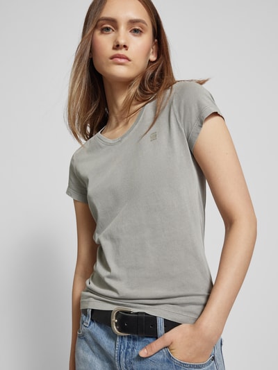 G-Star Raw Slim fit T-shirt met labeldetail, model 'Overdyed' Middengrijs - 3