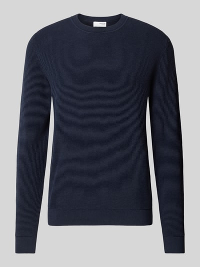 SELECTED HOMME Gebreide pullover met ribboorden, model 'ROSS' Donkerblauw - 2