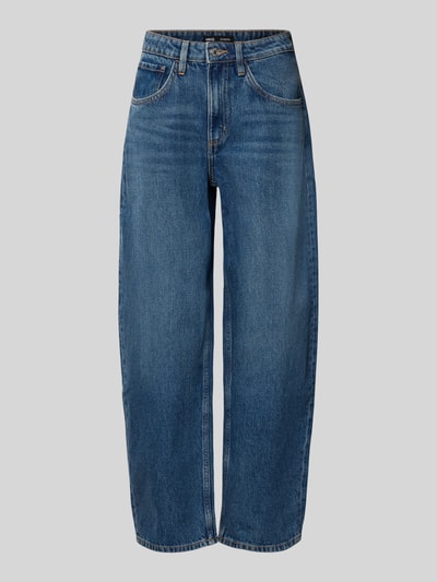 Produktfoto, Straight Fit Jeans aus reiner Baumwolle Modell 'BET' von MANGO, mittleres Blau, 5-Pocket, Gürtelschlaufen, sichtbare Struktur