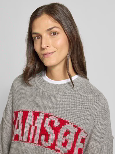 Samsøe Samsøe Gebreide pullover met labelopschrift, model 'KEIKO' Middengrijs - 3