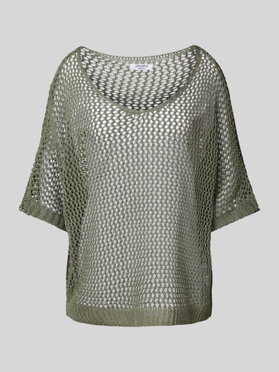 ZABAIONE Strickpullover mit Lochmuster Khaki 2