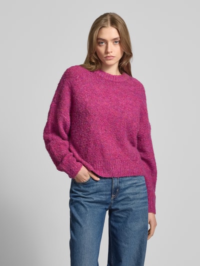 Pieces Regular Fit Strickpullover mit Wollanteil Modell 'NATHERINE' Pink 4