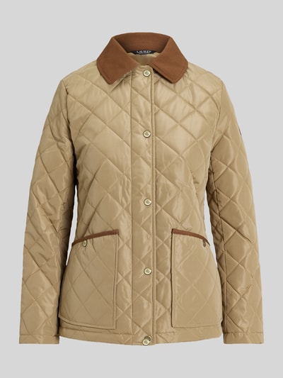 Produktfoto, Regular Fit Steppjacke mit Umlegekragen od Lauren Ralph Lauren, efekt: jednolity kolor, naszywka z logo, krój regular fit, wykładany kołnierz, zapięcie na zatrzaski i zamek błyskawiczny, długi rękaw, wykończenie: z rozcięciami po bokach, nałożone boczne kieszenie, paski w kontrastowym kolorze