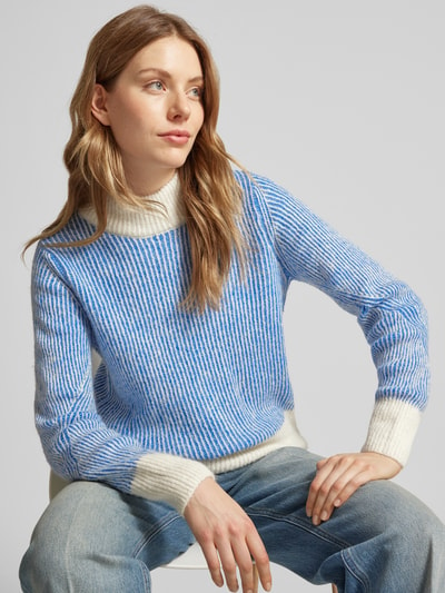 ICHI Gebreide pullover met opstaande kraag, model 'Kamara' Blauw - 3