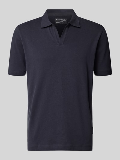 Marc O'Polo regular fit poloshirt van mix van katoen en linnen Marineblauw - 2