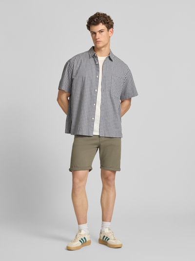 JACK & JONES Jeansshorts met omslag en steekzakken model 'RICK ALLEN' Olijfgroen - 1