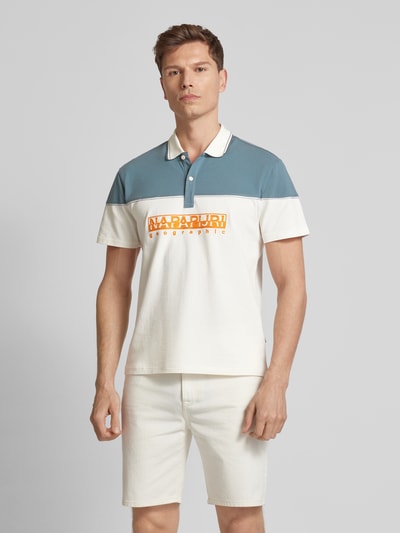 Napapijri Regular fit poloshirt met labelstitching, model 'SATURNIA' Offwhite - 4