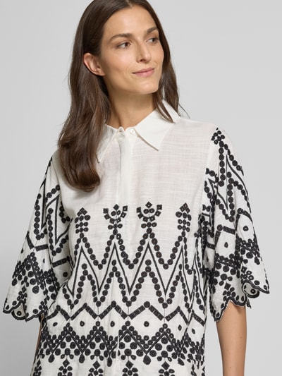 Copenhagen Muse Bluzka z haftami i krytą listwą guzikową Złamany biały 3