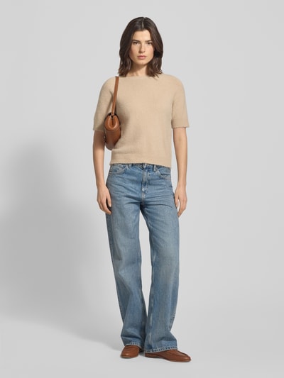 Rich & Royal Gebreid shirt met ronde hals en 1/2-mouwen Zand - 1