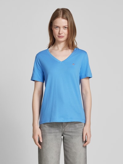 Gant T-Shirt mit Label-Stitching Royal 4