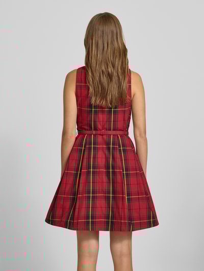 Lauren Ralph Lauren Cocktailkleid mit Karree-Ausschnitt und Gürtel Modell 'FRANTISE' Rot 5