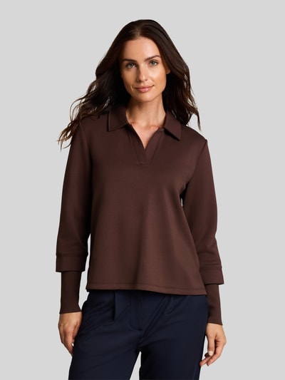 Tom Tailor Bluza z kołnierzykiem polo z mieszanki wiskozy Ciemnobrązowy 4