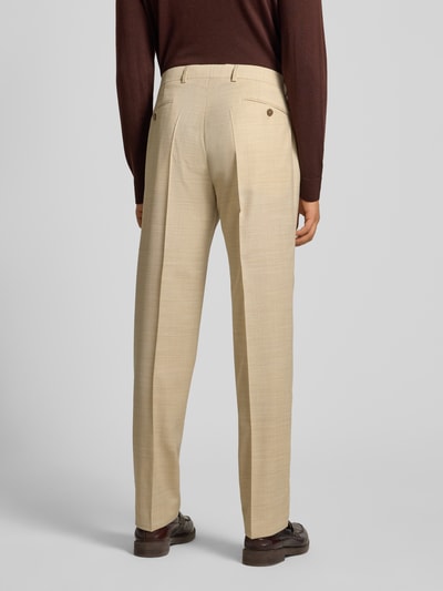 bugatti Regular Fit Anzughose mit Bügelfalten Beige 5