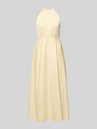 Productfoto, Cocktailkleid aus Satin met bindegordel van Jake*s Cocktail, A-lijn, halternek, crèmekleur, gladde textuur, 130 cm ruglengte, 40 cm borstbreedte