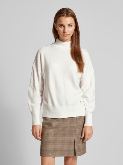 s.Oliver RED LABEL Relaxed Fit Strickpullover aus Baumwoll-Woll-Mix mit Stehkragen Offwhite 4