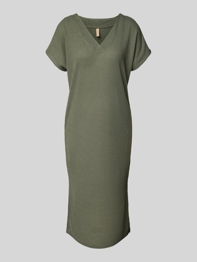 Soyaconcept Midikleid mit V-Ausschnitt Modell 'Delia' Dunkelgruen 2