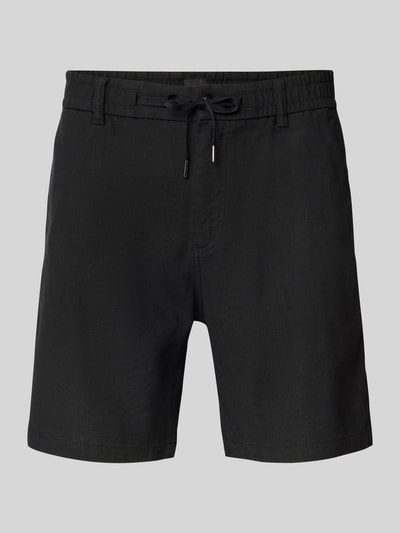 BOSS Orange Tapered Fit Leinenshorts mit elastischem Bund Black 2