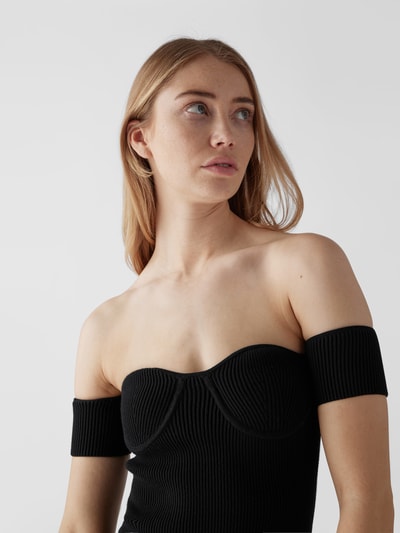 Helmut Lang Off-Shoulder-Kleid in Midilänge Schwarz 3